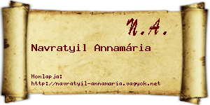 Navratyil Annamária névjegykártya